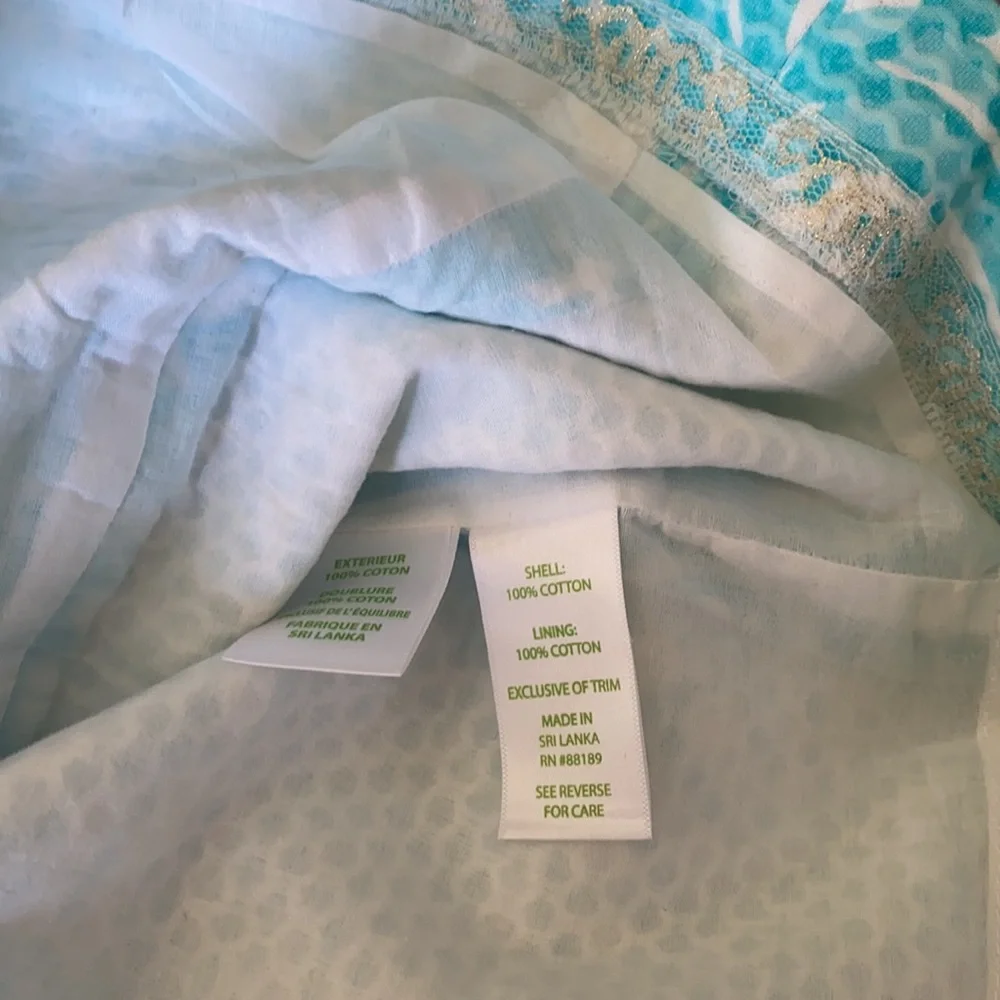 Lilly Pulitzer sleeveless dress 4 Teal blue and white - Picture 7 of 8